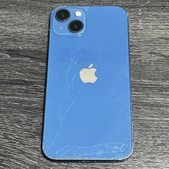 Apple iPhone 13 Blue AT&T 128 GB Battery Health 84% Cracked Screen and Back