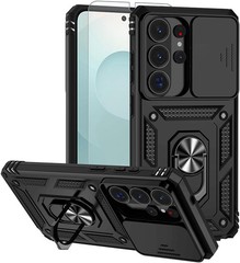 Samsung Galaxy S26 Ultra Case, Rubber Bumper Hard Plastic Phone Case with Kickst