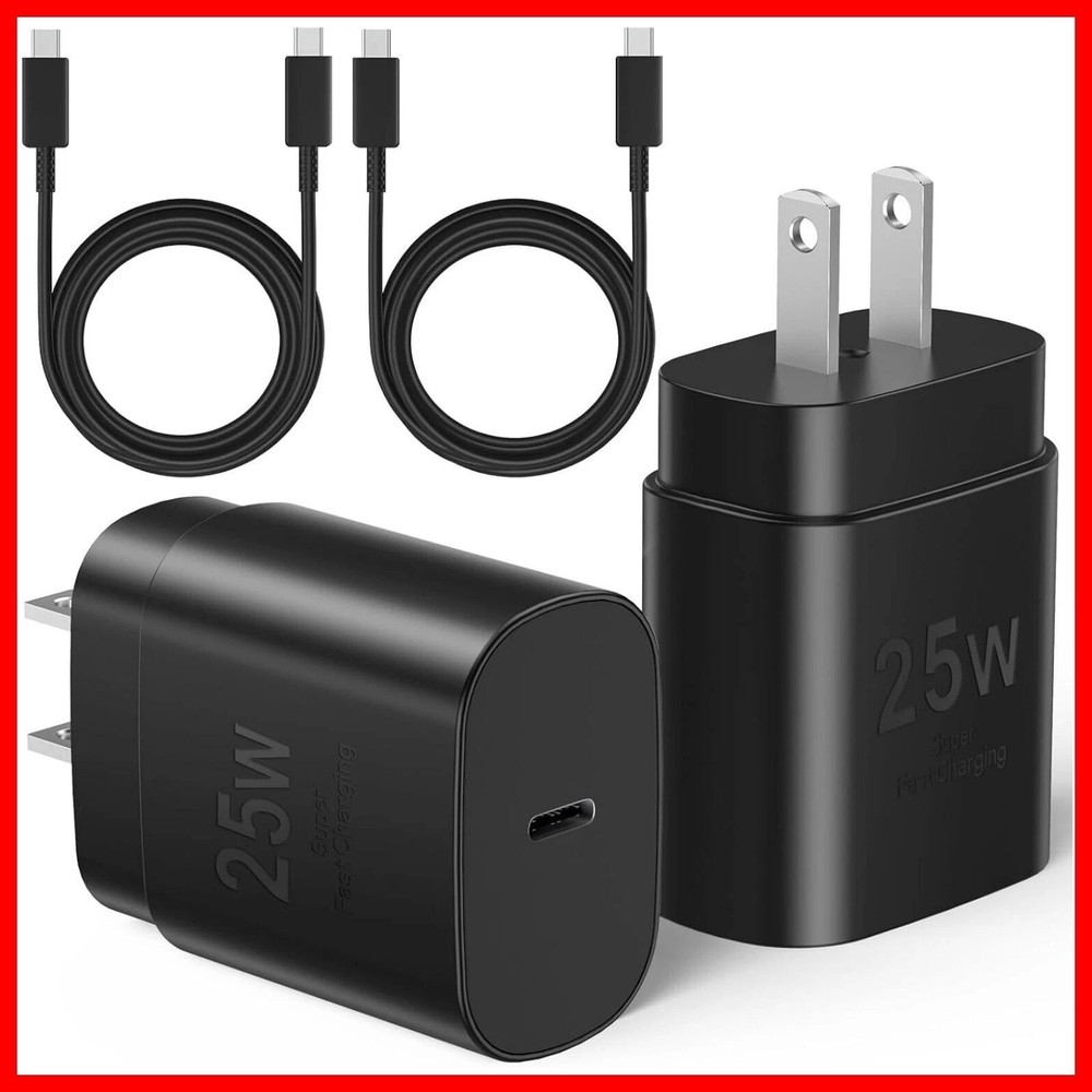 2 Pack 25W USB-C Fast Charger with 6FT USB C Cable for Samsung Galaxy S24 Ultra