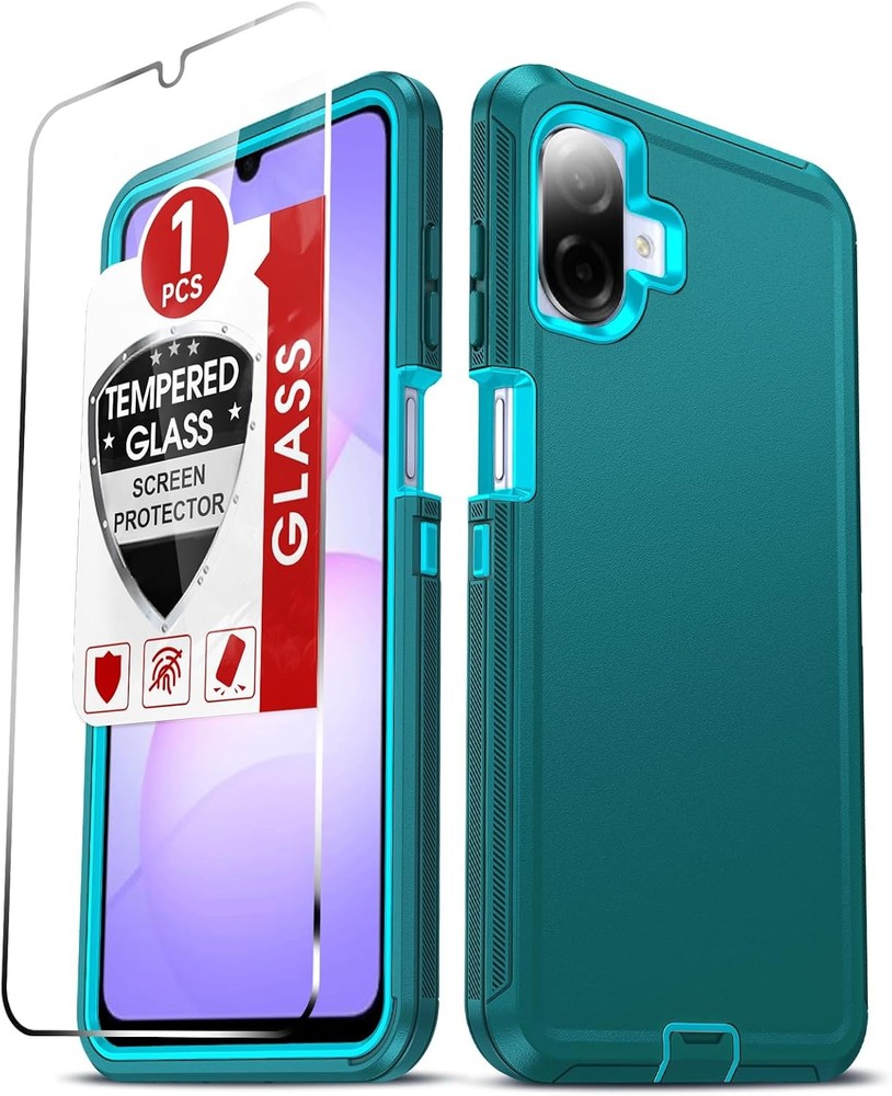 Samsung Galaxy A07 Case with 1Pcs Tempered Glass Screen Protector, Heavy Duty Ru