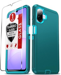 Samsung Galaxy A07 Case with 1Pcs Tempered Glass Screen Protector, Heavy Duty Ru