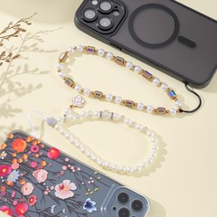 Beaded Pearl Phone Charm Cute Wrist Strap Handmade Crystal Beaded Camera Strap