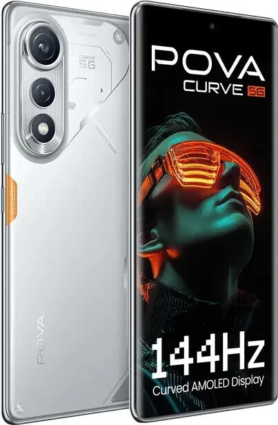 Tecno Pova Curve 5G-Global Version-Dual SIM-6GB RAM 144 Hz Curved AMOLED-Silver