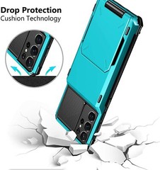 Samsung Galaxy S21 Ultra Case 6.8 Inch Shockproof Wallet Card Holder Cover Blue