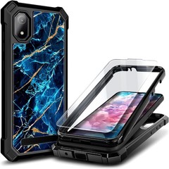 Cloud Mobile Stratus C8 Phone Case with Tempered Glass Screen Protector, Marble