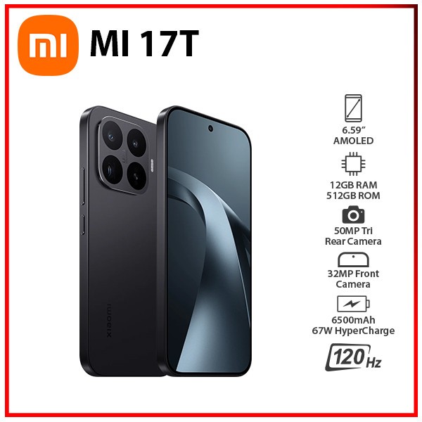(New) Xiaomi 17T 5G 12GB+512GB BLACK Dual SIM Unlocked Android Cell Phone