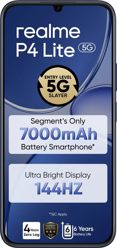 realme P4 Lite 5G (Blue, 128 GB 4 GB RAM) 6.8″ Dimensity 6300 Global Version.