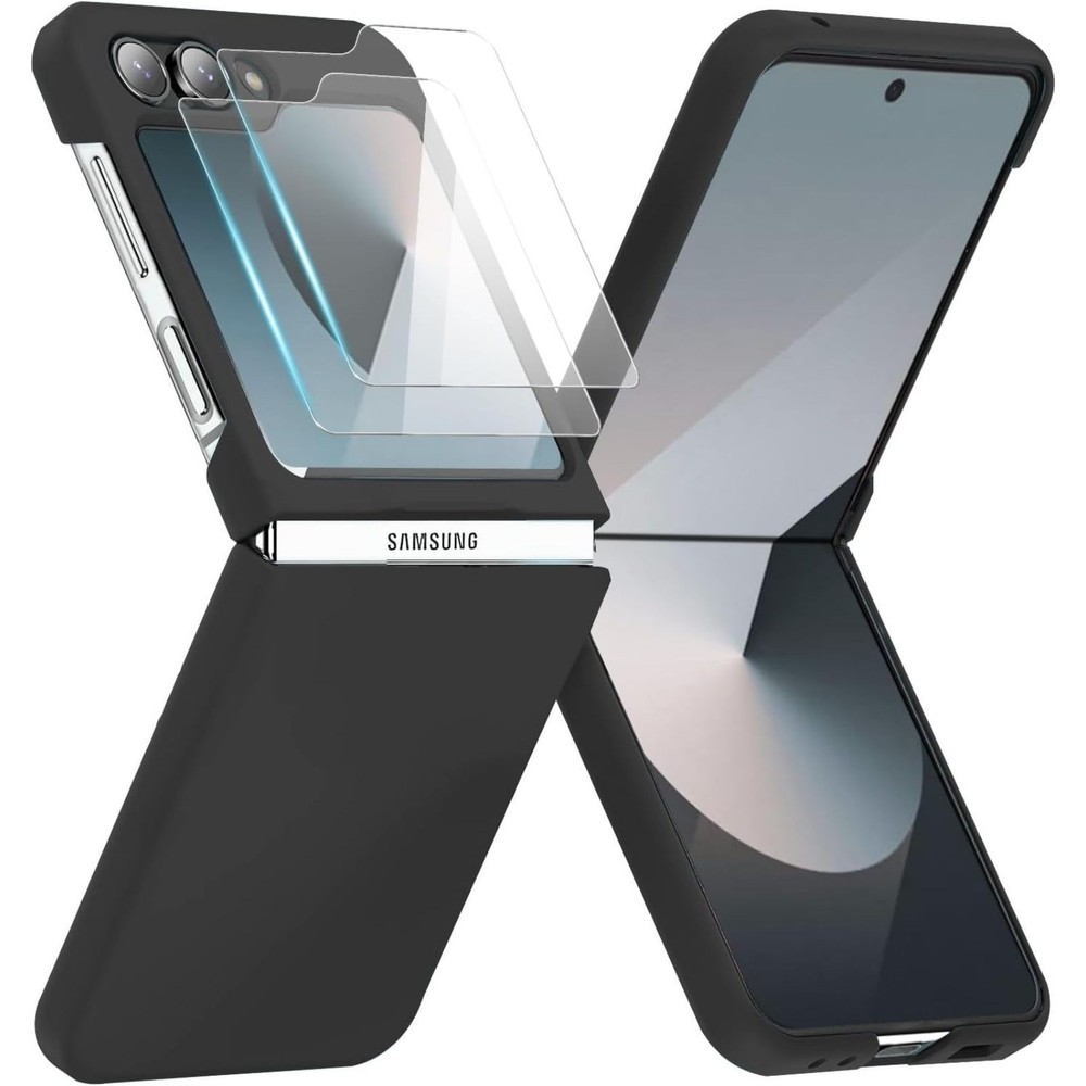 2X Screen Protector for Samsung Galaxy Z Flip 7 FE/Z Flip 6 Case, Black