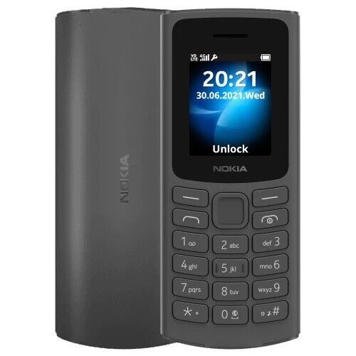 Original Nokia 105 4G Black Blue Dual SIM Unlocked cell phone – New Sealed