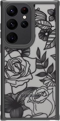 Cute Rose Design Floral Case for Samsung Galaxy S23 Ultra, Slim Fit Black Art Co
