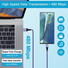 2 Pack 3.1A USB Type-C Fast Charger for Samsung Galaxy S24/S26 Ultra 6FT