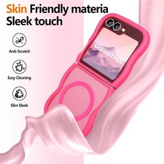 Z Flip 6 Case Soft TPU+Hard Transparent PC Cute Lovely Strap Military Drop Prote