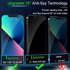 3-Pack Anti-Spy Privacy Screen & Lens Protector for iPhone 13, Case Friendly