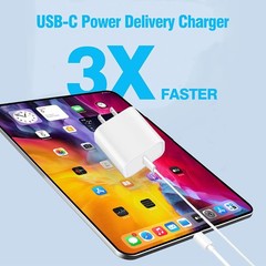 6Ft USB C Wall Charger Adapter for iPad Pro 12.9/11, iPhone 15/16/17 Fast Charge