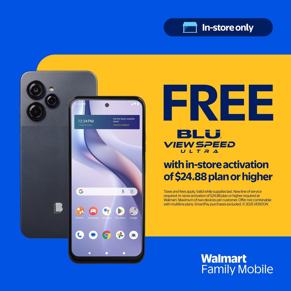 BLU View Speed Ultra Prepaid Smartphone 64GB 6.56in HD+ Display 50MP Camera Gray