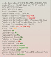 Apple iPhone 12 64GB Black A2172 Unlocked Verizon AT&T T-Mobile #H296