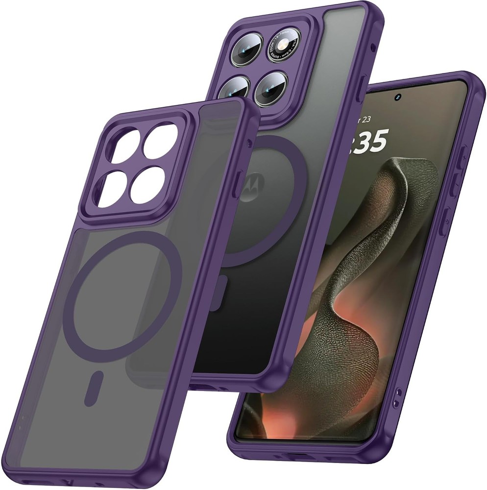 Magnetic for Motorola Moto Edge 2025 Case Slim Thin Translucent Matte Purple