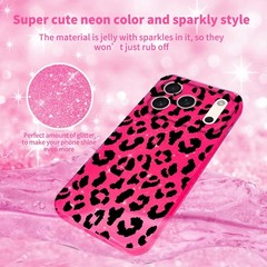 iPhone 17 Pro Max Case Glitter, Hot Pink Phone Case for Girls Women Girly, Cute