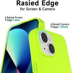 Phone Case for iPhone 13 Mini Liquid Silicone Cute Girly Thin Neon Green Lime