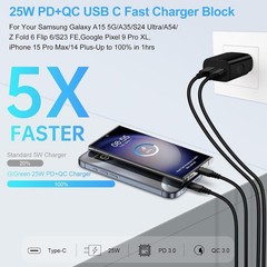 25W USB-C Fast Charger Wall Adapter for Samsung Galaxy A17 5G, 6FT Cable