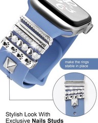 13 Pieces Silver Watch Band Charms with 10 Decorative Rings & 3 Decoration for A
