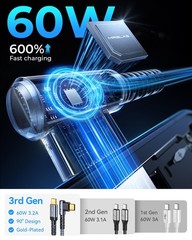 4-Pack 60W Type-C Fast Charger for iPhone 17 16 Pro Max, 10+6.6+3.3+1.6FT