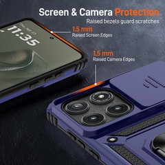 Motorola Moto Edge (2025) Case with Slide Camera Cover & Screen Protector, Blue