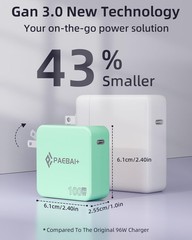 100W USB-C Fast Wall Charger for MacBook Air, iPhone 16, 6.6ft Cable