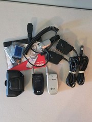 Lot Of 2 LG Verizon Flip Mobil Cell Phone VX3300 Blue Stripes & VX3400 – Working
