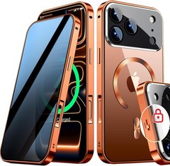 Magnetic Privacy Case for iPhone 17 Pro Max, Full Body Shockproof Metal Bumper