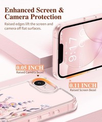 iPhone 17e Case & iPhone 16e Case, Floral Shockproof Protective Clear Phone Case