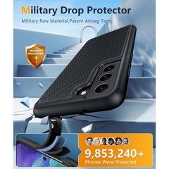 for Galaxy S21 FE 5G Case with Tempered Glass Screen Protector 6.4inch (Black)
