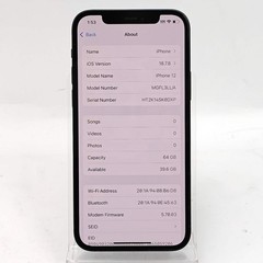 T-Mobile Apple iPhone 12 64GB 18.7.8 Black MGFL3LL/A