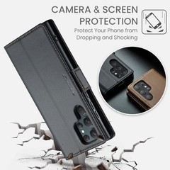 1. For Samsung Galaxy S22 Ultra Wallet Case RFID Blocking Card Holder Black 2.