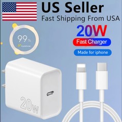 20W Fast Charger USB-C Cable Charging Cord for iphone 6 7 8 10 11 12 13 pro Max