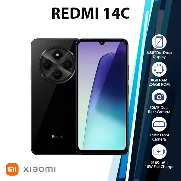 Xiaomi Redmi 14C (256GB+8GB) 4G Factory Unlocked GSM Cell Phone Android 5160mAh
