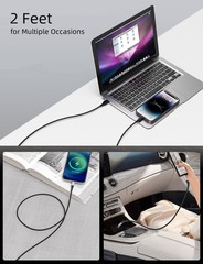 2ft USB C to USB C Cable, 3 Pack Braided Charging Cord 60W/3A Fast Charging