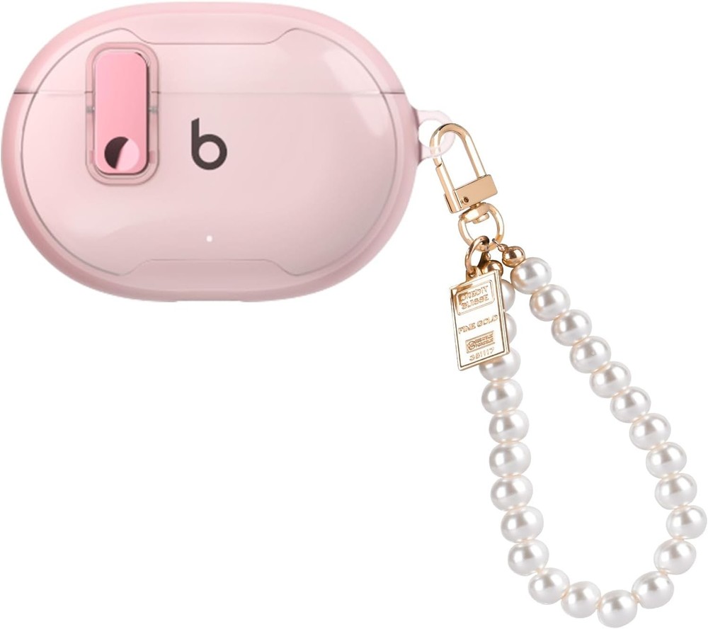Beats Studio Buds/Buds + Case with Secure Lock Clip Design for Women, Clear Pink
