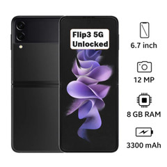 Samsung Galaxy Flip3 5G SM-F711U 256GB GSM Unlocked 6.7-in Phantom Black OBX