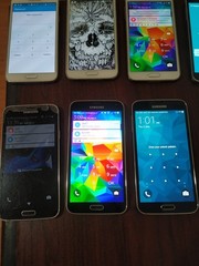 Lot of 7 Samsung Galaxy S5 SM-G900T and SM-G900V 16GB For parts