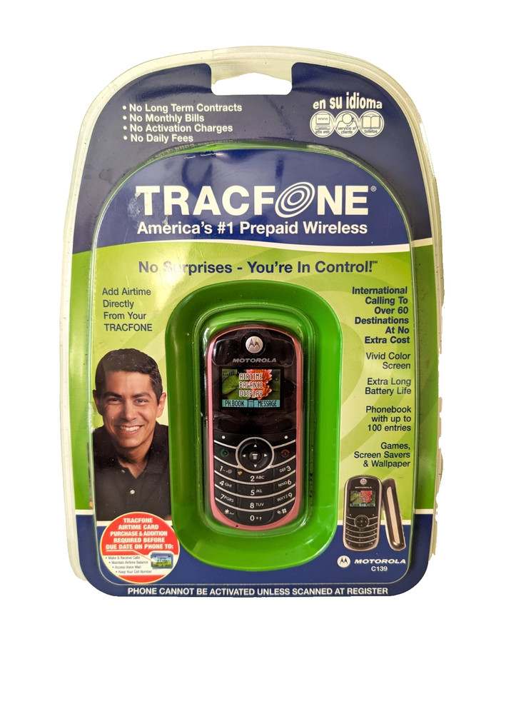 Tracfone Motorola C139 Prepaid Mobile Cell Phone Pink Wireless NEW & SEALED