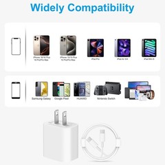 Fast Charging 20W USB-C Charger Block with 10FT Cable for iPhone 15/16/17 Series