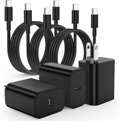 3-Pack 25W USB-C Fast Charger Block for Samsung Galaxy S24 Ultra, 6FT Cord