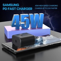 45W USB-C Fast Wall Charger for Samsung Galaxy S25 Ultra/S24 Ultra 6.6FT Cable