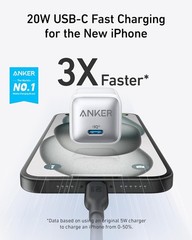 Compact 20W USB-C Fast Charging Block for iPhone 17/16/15, Galaxy, Pixel 4/3