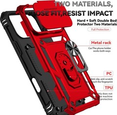 iPhone 17 Pro Max Case with Slide Camera Cover & Kickstand, Military Grade Black