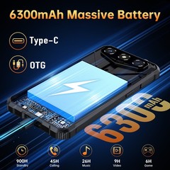 OUKITEL G3 Rugged Smartphone Android 15 16GB+128GB/1TB TF 6300mAh 6.0″ T-Mobile