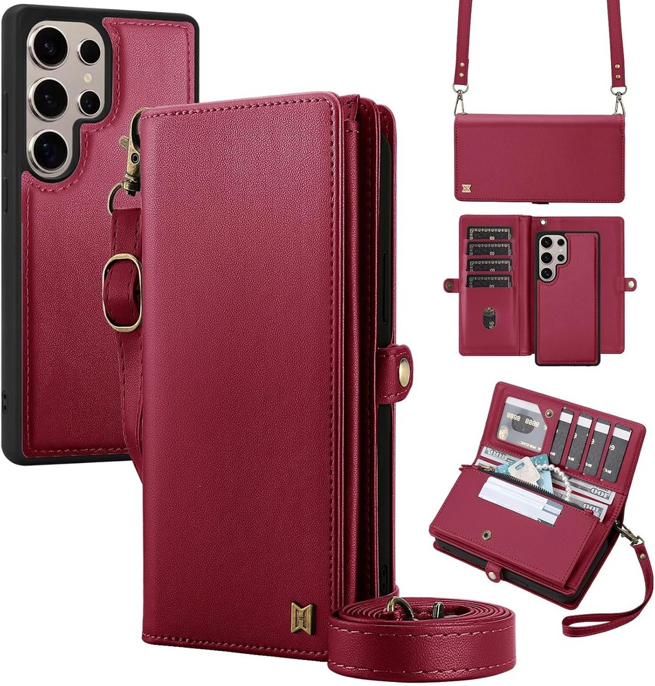 Multi-Function Detachable Wallet Case for Samsung Galaxy S25U, Magnetic Flip Str