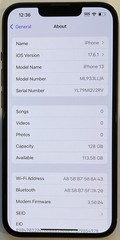TESTED USED GSM UNLOCKED MIDNIGHT iPhone 13, 128GB A2482 ML933LL/A, 85% BATTERY