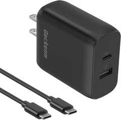 65W USB-C Fast Charger 2-Port Wall Charger for iPhone 17/16, 5FT Cable